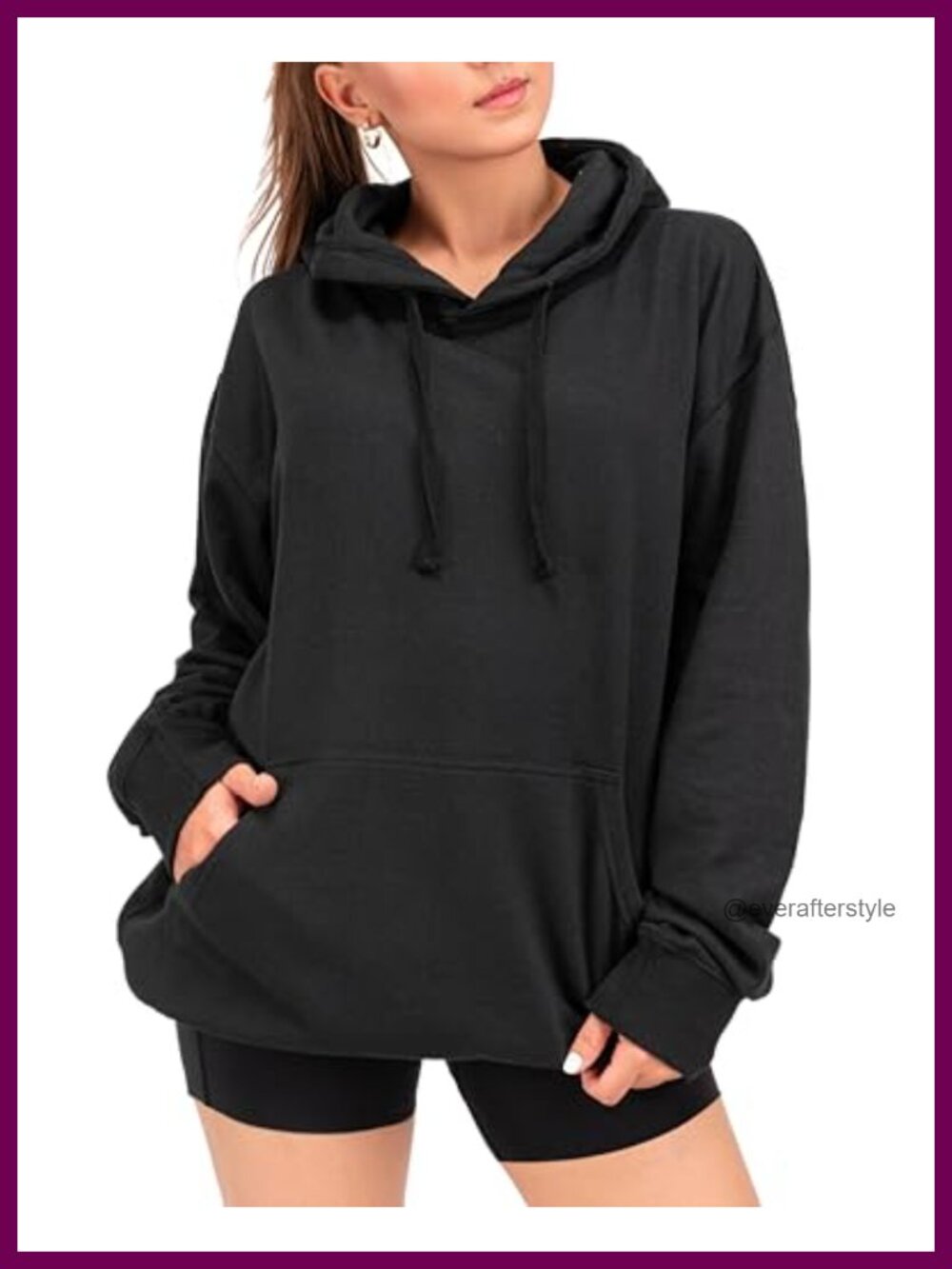 Women's Oversized Cotton Blend Hoodie Pullover Sweatshirt with Pocket